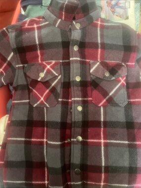 Kids Plaid Snap-Front Jacket - Red & Gray